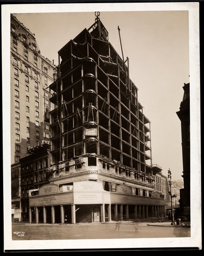 The Aeolian Company building under construction at 5th Avenue and 54th Street, New York, 1926 by Byron Company